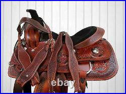 Western Cowgirl Roping Roper Saddle 15 16 Pleasure Horse Floral Tooled Tack Set