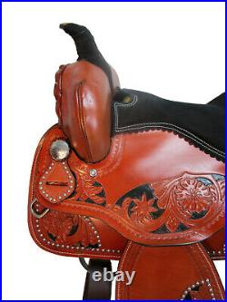 Western Cowgirl Saddle Barrel Racing Pleasure Trail Tooled Tack Set 15 16 17 18