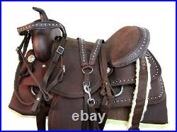 Western Cowgirl Synthetic Saddle Brown Horse Trail Barrel Tack Set 15 16 17