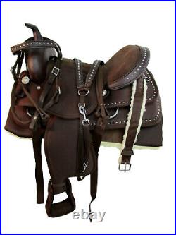 Western Cowgirl Synthetic Saddle Brown Horse Trail Barrel Tack Set 15 16 17