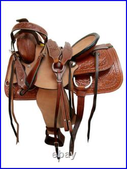 Western Cowgirl Trail Saddle Horse Pleasure Tooled Leather Tack Set 15 16 17 18