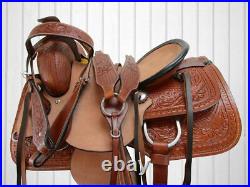 Western Cowgirl Trail Saddle Horse Pleasure Tooled Leather Tack Set 15 16 17 18