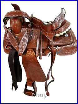 Western Deep Seat Saddle 15 16 17 18 Roper Ranch Horse Pleasure Leather Tack Set