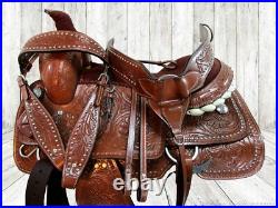 Western Deep Seat Saddle 15 16 17 18 Roper Ranch Horse Pleasure Leather Tack Set