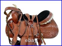 Western Deep Seat Saddle Barrel Racing Pleasure Tooled Leather Tack Set 15 16 17