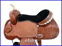 Western Deep Seat Saddle Barrel Racing Pleasure Tooled Leather Tack Set 15 16 17