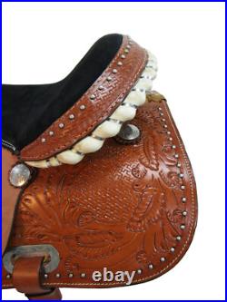 Western Deep Seat Saddle Barrel Racing Pleasure Tooled Leather Tack Set 15 16 17