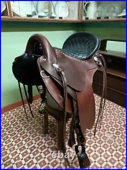 Western Endurance 3Flap saddle 16'' Eco leather color Brown on drum dye finished