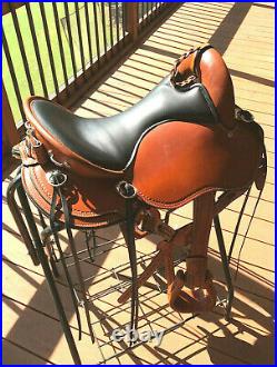 Western Endurance saddle 16'' Eco leather color chestnut on drum dye finished
