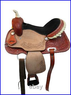 Western Gaited Horse Pleasure Saddle 15 16 17 Floral Tooled Leather Trail Tack
