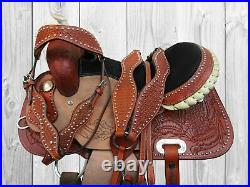 Western Gaited Horse Pleasure Saddle 15 16 17 Floral Tooled Leather Trail Tack