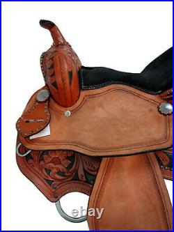 Western Gaited Horse Saddle 15 16 Pleasure Tooled Leather Trail Riding Tack Set