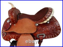 Western Gaited Horse Saddle Floral Tooled Leather Pleasure Trail Tack Set 15 16