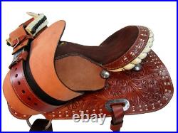 Western Gaited Horse Saddle Floral Tooled Leather Pleasure Trail Tack Set 15 16