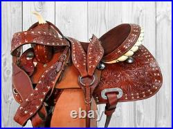 Western Gaited Horse Saddle Floral Tooled Leather Pleasure Trail Tack Set 15 16