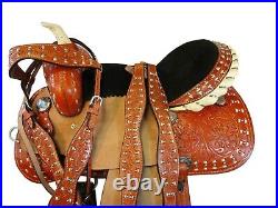 Western Gaited Horse Saddle Show Pleasure Racing Trail Floral Tooled Tack 15 16