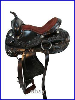 Western Gaited Saddle 15 16 17 Horse Pleasure Trail Floral Tooled Leather Tack