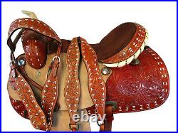 Western Horse Gaited Saddle 15 16 Pleasure Trail Ride Floral Tooled Leather Tack
