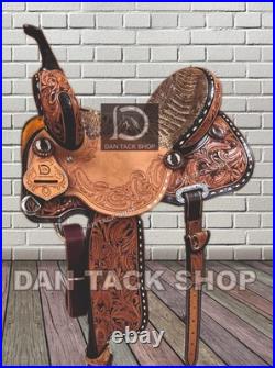 Western Horse Leather Saddle, Barrel Racing Pleasure with Tack Set Free shipping