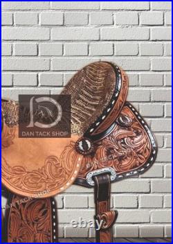 Western Horse Leather Saddle, Barrel Racing Pleasure with Tack Set Free shipping
