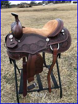 Western Horse Pleasure Saddle Argentinian Leather 15 16 17 18 With tackset