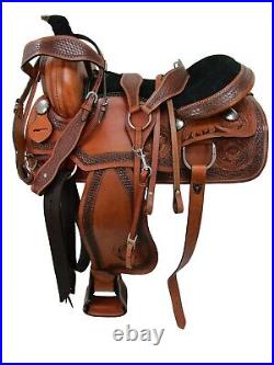 Western Horse Rodeo Saddle Pleasure Trail Tooled Leather Used Tack 15 16 17 18
