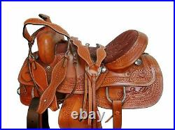 Western Horse Saddle 15 Leather Headstall Collar Horse Riding Accessories USA
