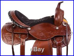 Western Horse Saddle Antique Brown Pleasure Trail Show Barrel Leather Tack Set