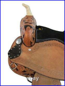 Western Horse Saddle Barrel Racing Pleasure Tooled Leather Tack Set 15 16 17