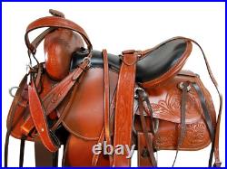 Western Horse Saddle Barrel Racing Pleasure Tooled Leather Tack Set 15 16 17 18