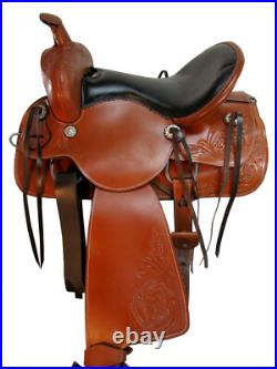 Western Horse Saddle Barrel Racing Pleasure Tooled Leather Tack Set 15 16 17 18