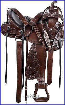 Western Horse Saddle Barrel Racing Trail Horse Saddle with Tack Set 10'' to 18'
