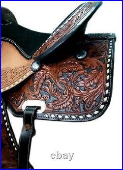 Western Horse Saddle Barrel Racing Trail Horse Saddle with Tack Set 10'' to 18'