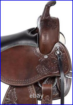 Western Horse Saddle Barrel Racing Trail Horse Saddle with Tack Set 10'' to 18'