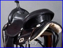 Western Horse Saddle Black Leather Trail Size 10 to 18.5 With Free Shipping
