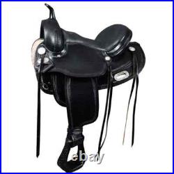 Western Horse Saddle Black Leather Trail Size 15