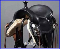 Western Horse Saddle Black Leather Trail Size 15