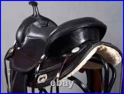 Western Horse Saddle Black Leather Trail Size 15