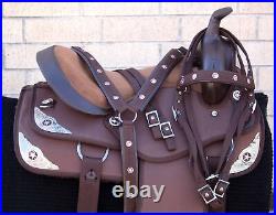 Western Horse Saddle Brown Used Trail Barrel Synthetic Show Tack Set 15 16 17 18