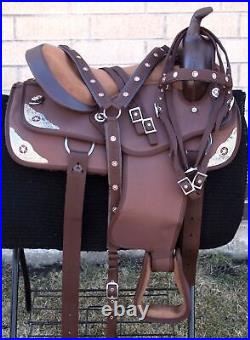 Western Horse Saddle Brown Used Trail Barrel Synthetic Show Tack Set 15 16 17 18