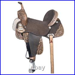 Western Horse Saddle Hilason Flex Tree American Leather Trail Barrel