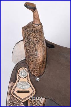 Western Horse Saddle Hilason Flex Tree American Leather Trail Barrel