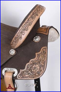 Western Horse Saddle Hilason Flex Tree American Leather Trail Barrel
