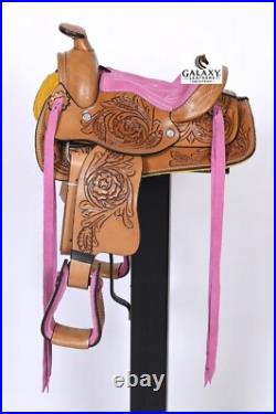 Western Horse Saddle Kids Pony Floral Tooled Size- 8 in, 10 in & 12 in