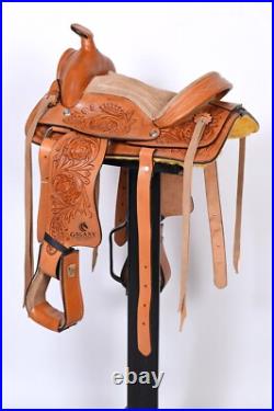 Western Horse Saddle Kids Pony Floral Tooled Size- 8 in, 10 in & 12 in