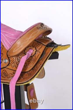 Western Horse Saddle Kids Pony Floral Tooled Size- 8 in, 10 in & 12 in