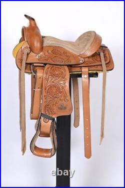 Western Horse Saddle Kids Pony Floral Tooled Size- 8 in, 10 in & 12 in