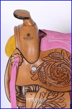 Western Horse Saddle Kids Pony Floral Tooled Size- 8 in, 10 in & 12 in