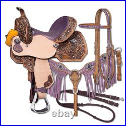 Western Horse Saddle Leather Barrel Racing Premium Equestrian Tack Size 12