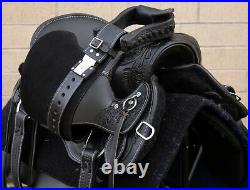 Western Horse Saddle Leather Gaited Black Pleasure Trail Tack Set Used 16 in